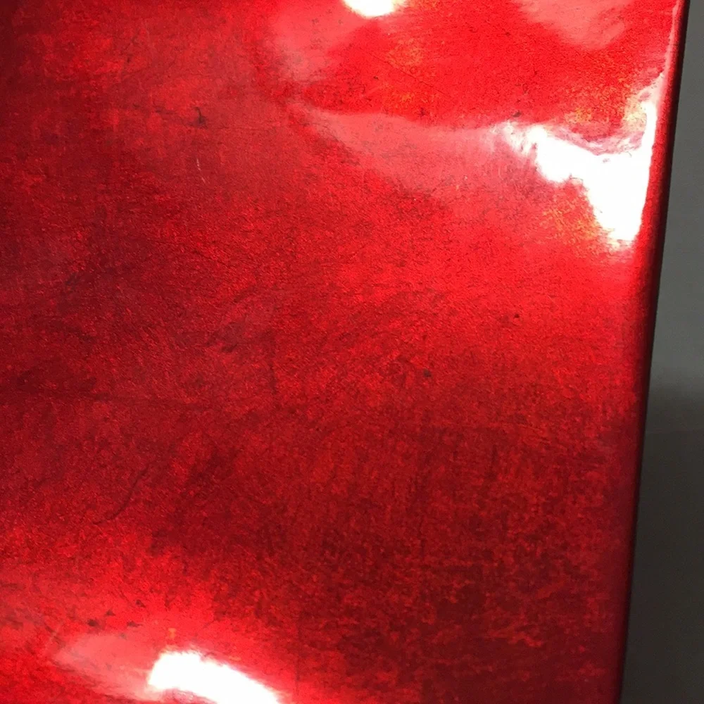BOX AND TRAY SET Iridescent red lacquered 11” box & 9.75” tray festive holiday